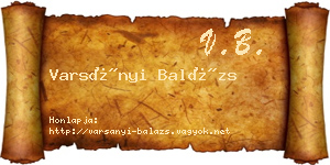Varsányi Balázs névjegykártya